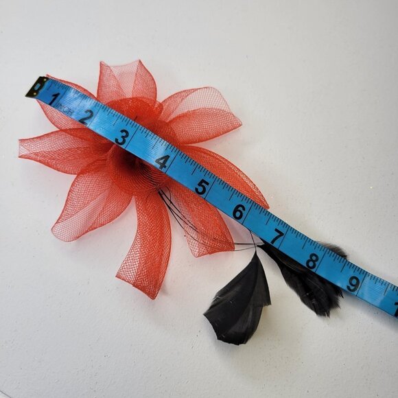 Red Floral Fascinator Hair Clip Flower Corsage Flower Floral Hair Accessory - Picture 5 of 9